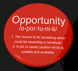 Image showing Opportunity Definition Button Showing Chance Possibility Or Care