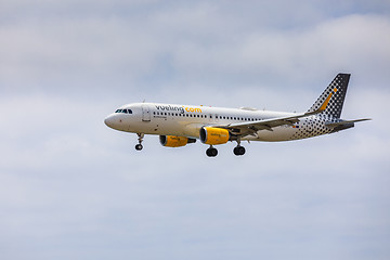 Image showing ARECIFE, SPAIN - APRIL, 15 2017: AirBus A320 of vueling.com with