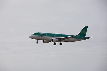 Image showing ARECIFE, SPAIN - APRIL, 15 2017: AirBus A320 of Aer Lingus ready