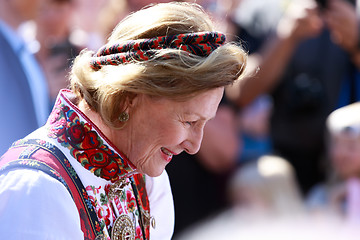 Image showing LOEN, NORWAY - MAY, 20 2017: Queen Sonja of Norway at the openin