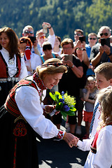 Image showing LOEN, NORWAY - MAY, 20 2017: Queen Sonja of Norway at the openin