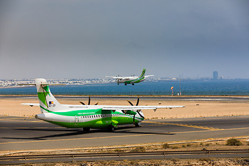Image showing ARECIFE, SPAIN - APRIL, 16 2017: ATR 72 of Binter with the regis