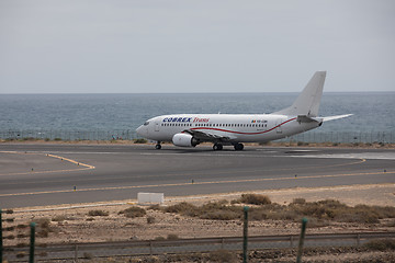 Image showing ARECIFE, SPAIN - APRIL, 15 2017: Boeing 737 - 300 of COBREX Tran