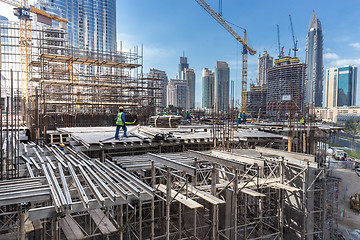 Image showing Modern building constraction site works.