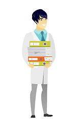 Image showing Doctor holding pile of folders.