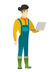 Image showing Farmer using laptop vector illustration.