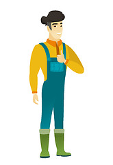 Image showing Farmer giving thumb up vector illustration.