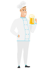 Image showing Chef cook drinking beer vector illustration.