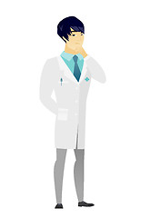 Image showing Asian doctor thinking vector illustration