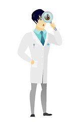 Image showing Asian doctor with magnifying glass.