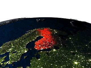 Image showing Finland from space at night