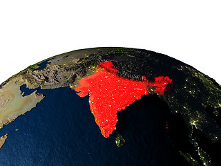 Image showing India from space at night