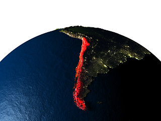 Image showing Chile from space at night