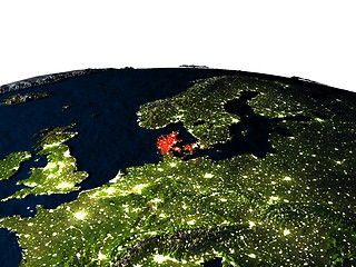 Image showing Denmark from space at night
