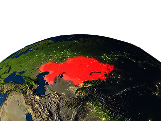 Image showing Kazakhstan from space at night