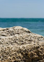 Image showing rocky cliff and blue sea