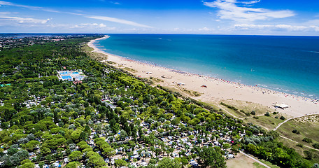 Image showing Italy, the beach of the Adriatic sea. Rest on the sea near Venic