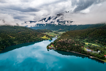 Image showing Beautiful Nature Norway aerial photography.