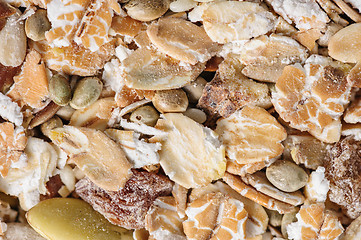 Image showing Dry muesli macro from above