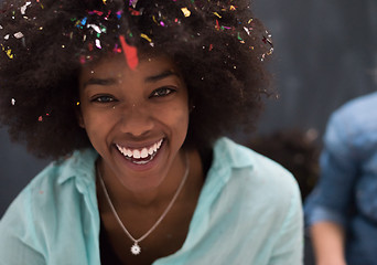 Image showing confetti party multiethnic group of people