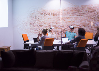 Image showing startup business team using virtual reality headset