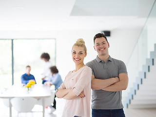 Image showing Startup Business Team At A Meeting at modern office building