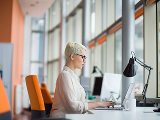 Image showing businesswoman using a laptop in startup office