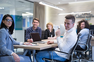 Image showing Startup Business Team At A Meeting at modern office building