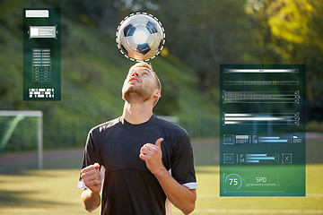 Image showing soccer player playing with ball on field