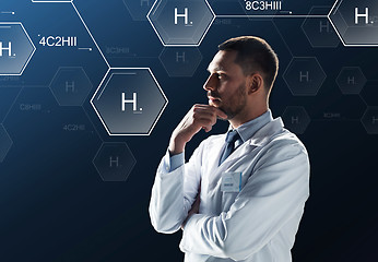 Image showing scientist virtual chemical formula projection