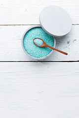 Image showing Blue sea salt in cup