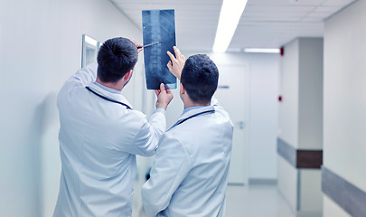Image showing medics with spine x-ray scan at hospital