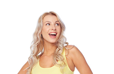 Image showing happy smiling young woman with blonde hair