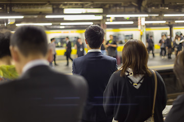 Image showing Passengers traveling by Tokyo metro.