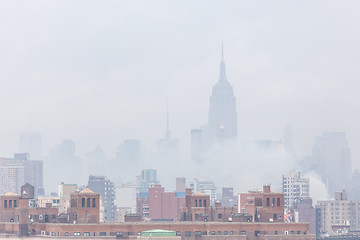 Image showing Misty New York City Manhattan skyline with Empire State Building.