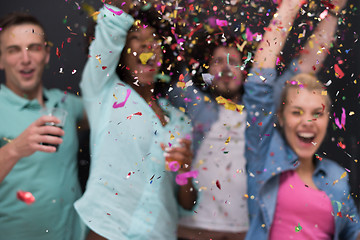 Image showing confetti party multiethnic group of people