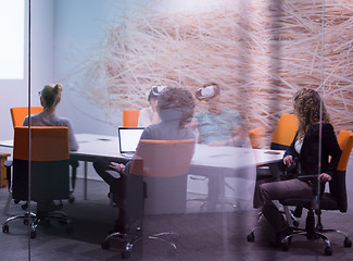 Image showing startup business team using virtual reality headset