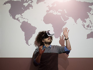 Image showing businessman using VR-headset glasses of virtual reality