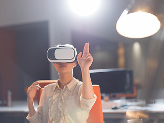 Image showing businesswoman using VR-headset glasses of virtual reality