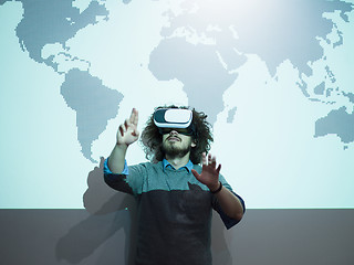 Image showing businessman using VR-headset glasses of virtual reality