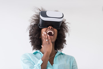 Image showing black girl using VR headset glasses of virtual reality