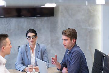 Image showing Startup Business Team At A Meeting at modern office building