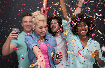 Image showing confetti party multiethnic group of people