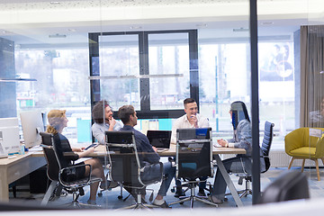 Image showing Startup Business Team At A Meeting at modern office building