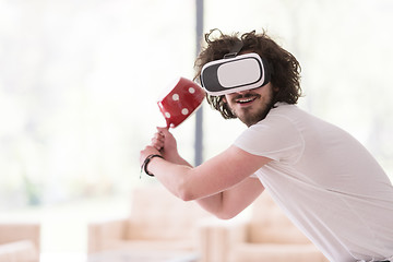 Image showing man using VR-headset glasses of virtual reality