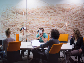 Image showing startup business team using virtual reality headset