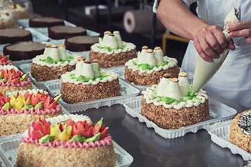 Image showing Manual cakes production