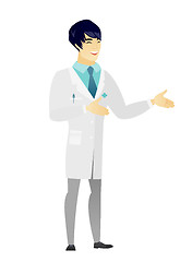 Image showing Young asian happy doctor gesturing.