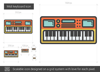 Image showing Midi keyboard line icon.