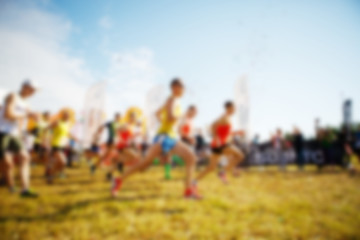 Image showing Blurred photo of runners group